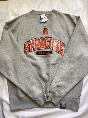 Men’s Gray Crewneck Sweatshirt by J. America with Orange Syracuse Logo, Size XXL